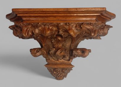 Importante console d'applique en bois naturel...