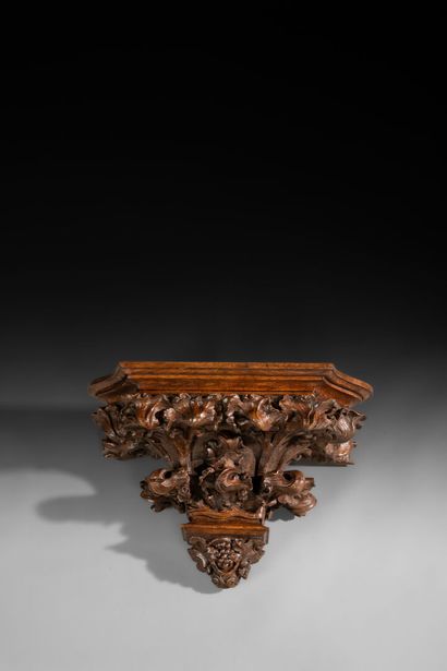 Importante console d'applique en bois naturel...