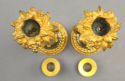 Paire de bougeoirs en bronze doré.
Décor...