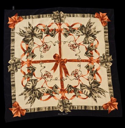 Reunion of 5 scarves:
-Karl LAGARFELD, silk...