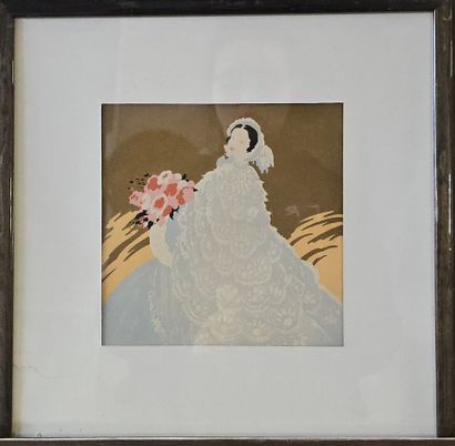 Ecole du XXè siècle.
Jeune fille au bouquet...