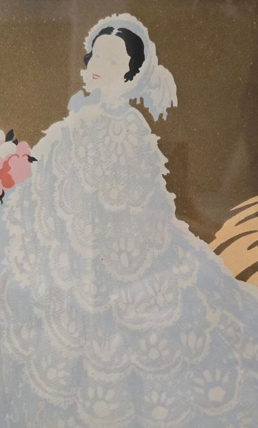 Ecole du XXè siècle.
Jeune fille au bouquet...