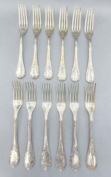 CHRISTOFLE
Ménagère en métal argenté, modèle...