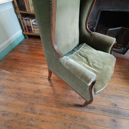 In the small living room with yellow and...