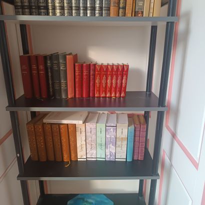 In the pink and white living room
Bookcase...