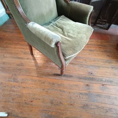 In the small living room with yellow and...