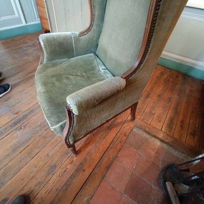 In the small living room with yellow and...