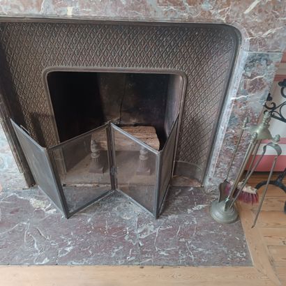 In the pink and white living room
Mantelpiece...