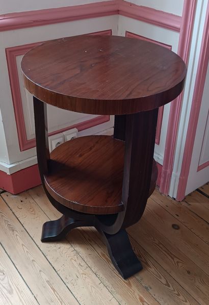 Art Deco pedestal table in macassar imit...