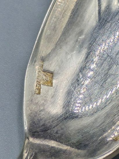 CHRISTOFLE
Pair of salt scoops and an egg...