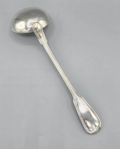 Large filets-style silver-plated ladle.
Length:...