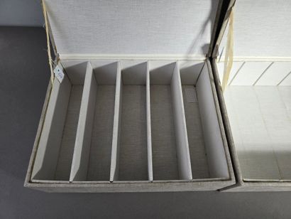 Pair of cutlery storage boxes, lined on the...