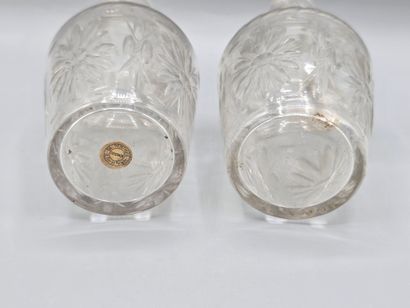 Pair of white crystal decanters, probably...