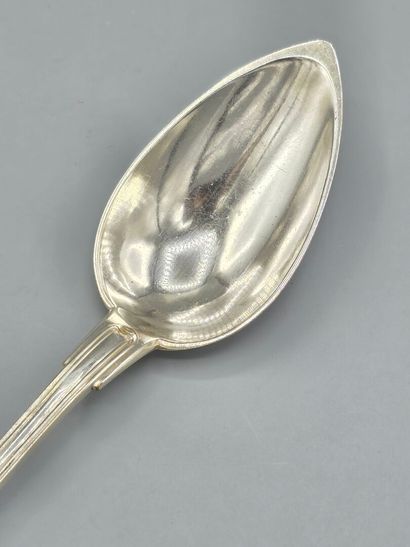 Silver-plated stew spoon.

Weight mark and...