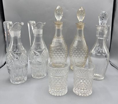 Set of three pairs of crystal decanters (2...