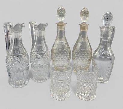Set of three pairs of crystal decanters (2...