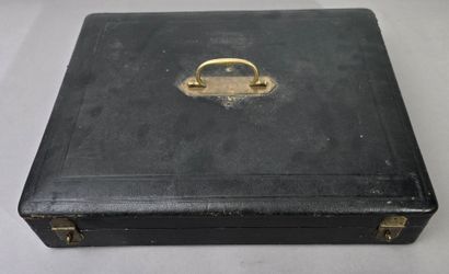 Household chest with leather top lid and...