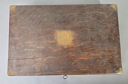 Large wooden household set with brass side...
