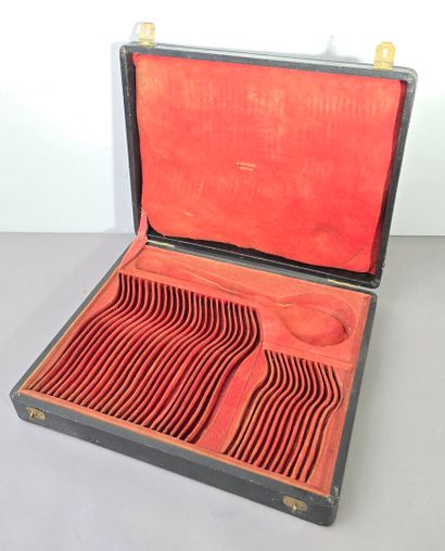 Household chest with leather top lid and...