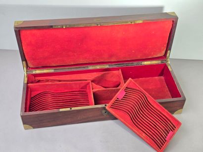 A mahogany household chest with brass fillets...