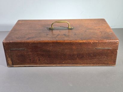 Household chest, probably oak with brass...