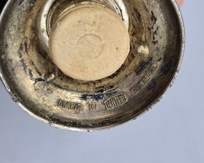 Baluster-shaped silver-plated salt cellar...