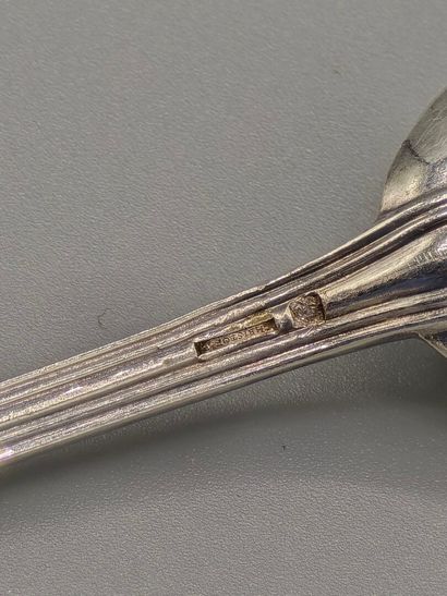 CHRISTOFLE
Pair of salt scoops and an egg...