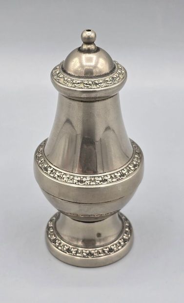 Baluster-shaped silver-plated salt cellar...