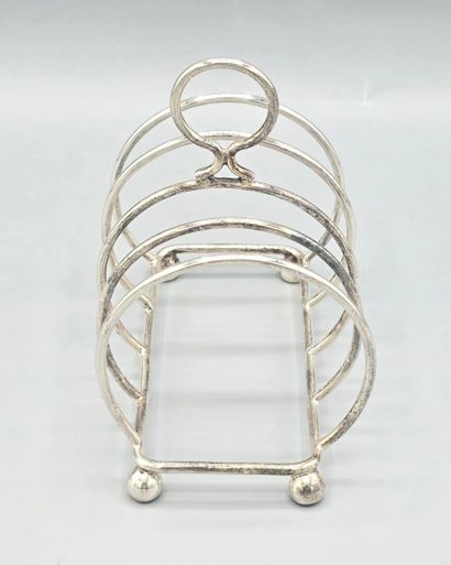 English silver-plated metal toast holder,...