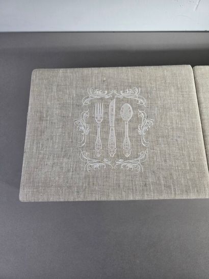 Pair of cutlery storage boxes, lined on the...