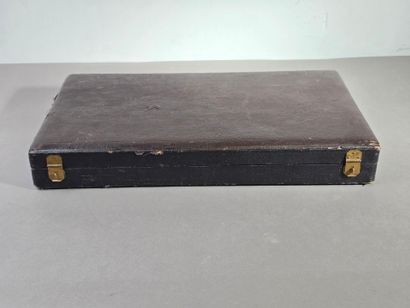 Household chest with leather-covered lid.

Interior...
