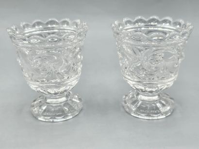BACCARAT
Pair of molded crystal covered mustard...