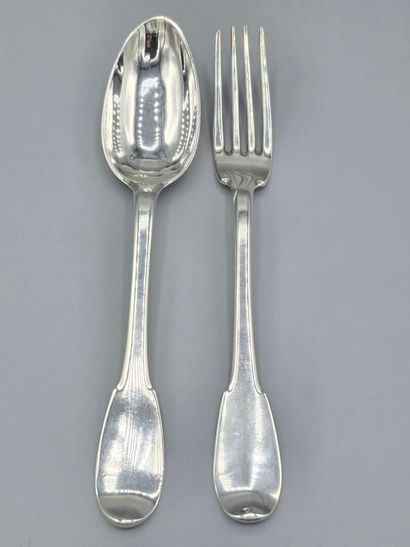 NANTES 1765 
Couvert de table en argent de...