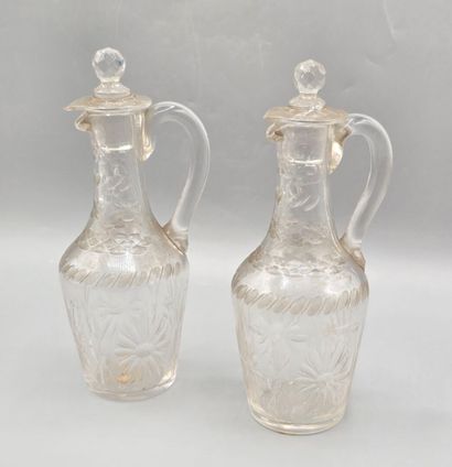 Pair of white crystal decanters, probably...