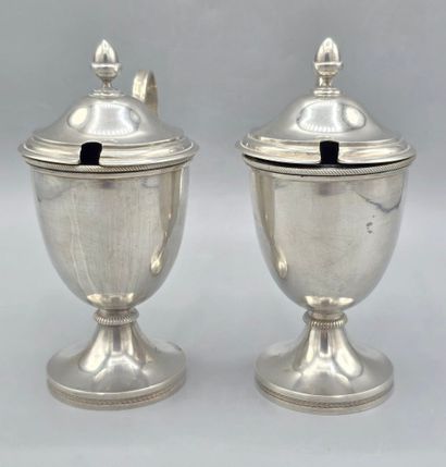 Paire de moutardiers en argent (?)ou métal...