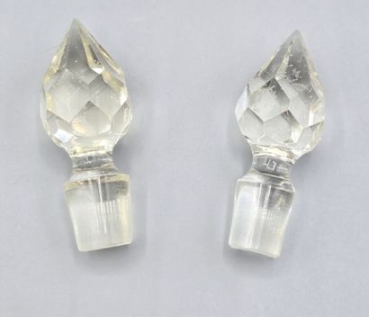 Pair of white crystal decanters with their...