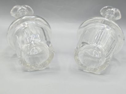 Pair of white crystal decanters with their...