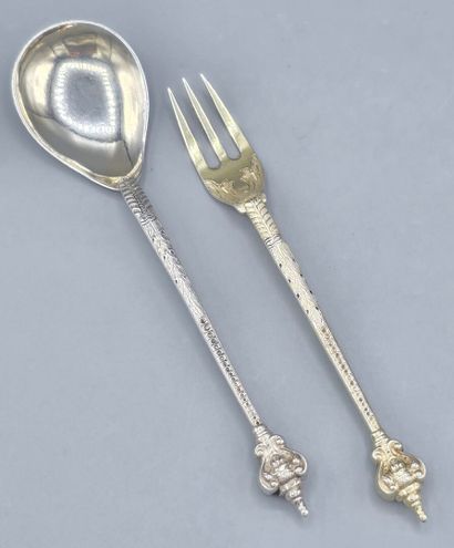Couvert danois en argent et vermeil, complet...