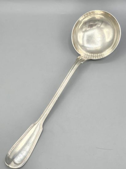 Large filets-style silver-plated ladle.
Length:...