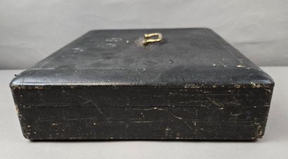 Large household set, leather top with brass...