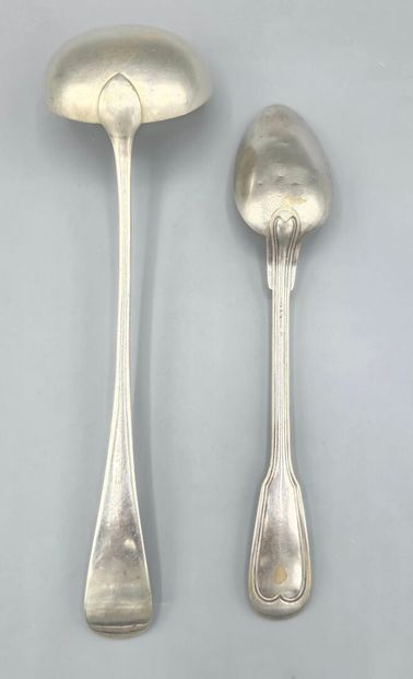 Set (2) in silver-plated metal comprising...