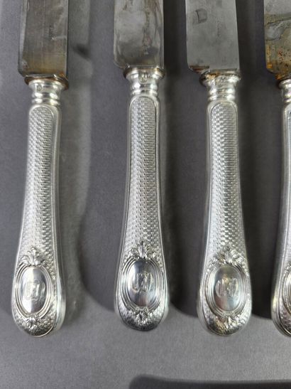 Set of 12 Louis XV-style table knives with...