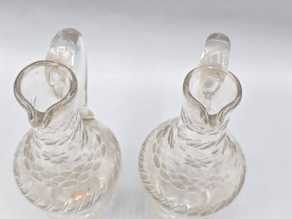 Pair of white crystal decanters, probably...