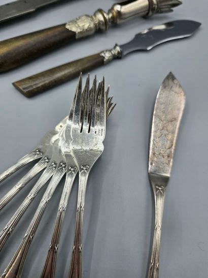 Meeting of silver-plated serving pieces including:...