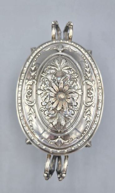 Sucrier et couvercle en argent, à décor ajouré...