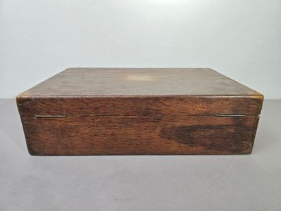 Large wooden household set with brass side...