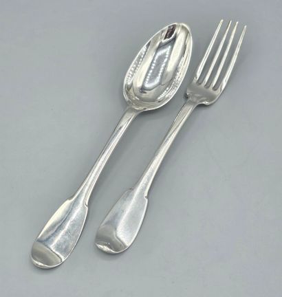 NANTES 1765 
Couvert de table en argent de...