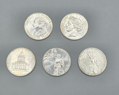FRANCE.
Lot de 5 pièces commémoratives de...