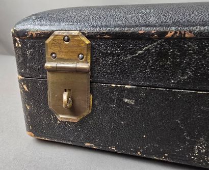 Large household set, leather top with brass...