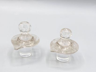 Pair of white crystal decanters, probably...